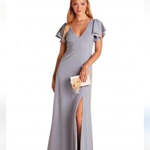 Birdy Grey Hannah Taupe Bridesmaid Wedding Maxi Dress Sz Large